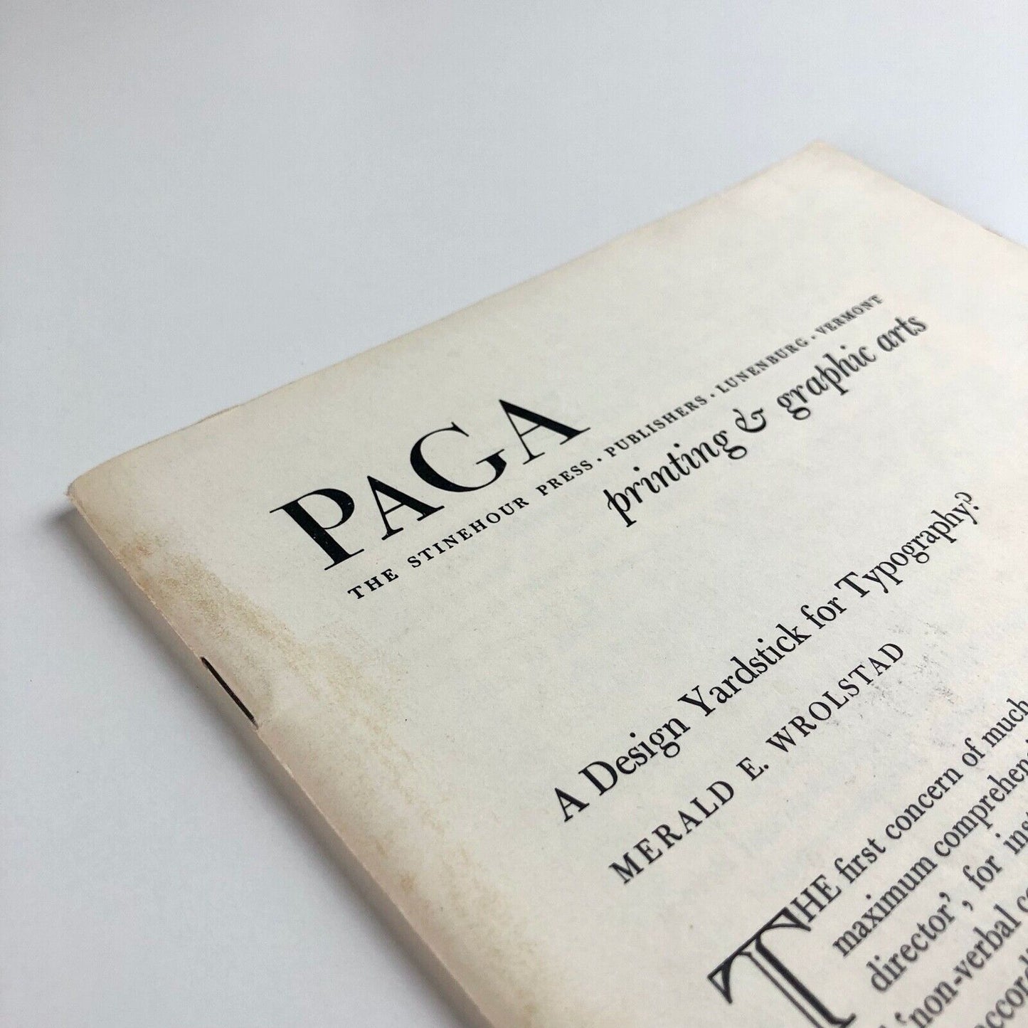 PAGA: Printing & Graphic Arts | The Stinehour Press | Merald E. Wrolstad June 1961