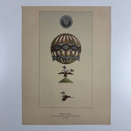 Coloured print of Modèle du Ballon qui a été executé pour le Sacre de Napoléon en 1804, Aerial Press 1956