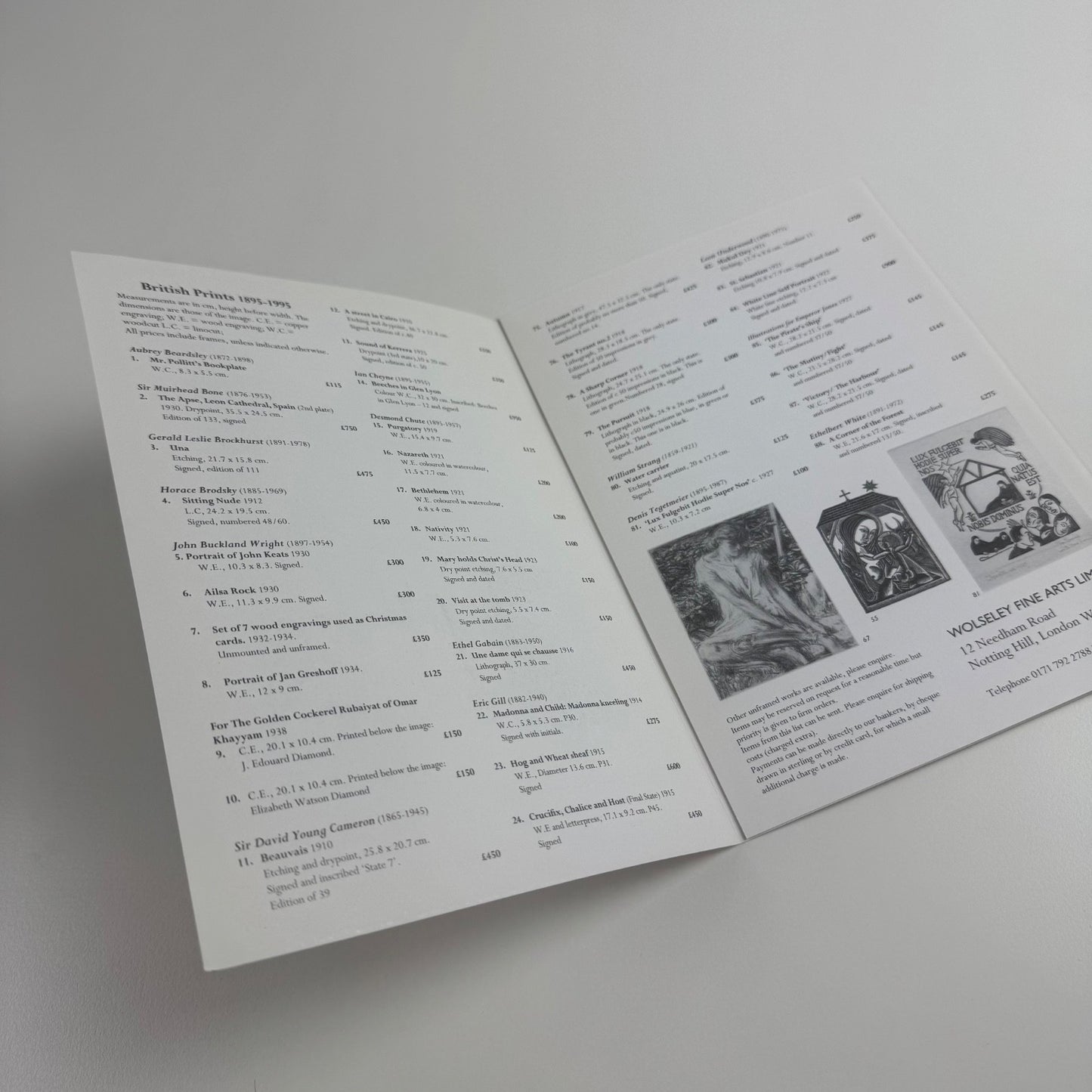 Folding card for British Prints 1895-1995 | Wolseley Fine Arts 1995