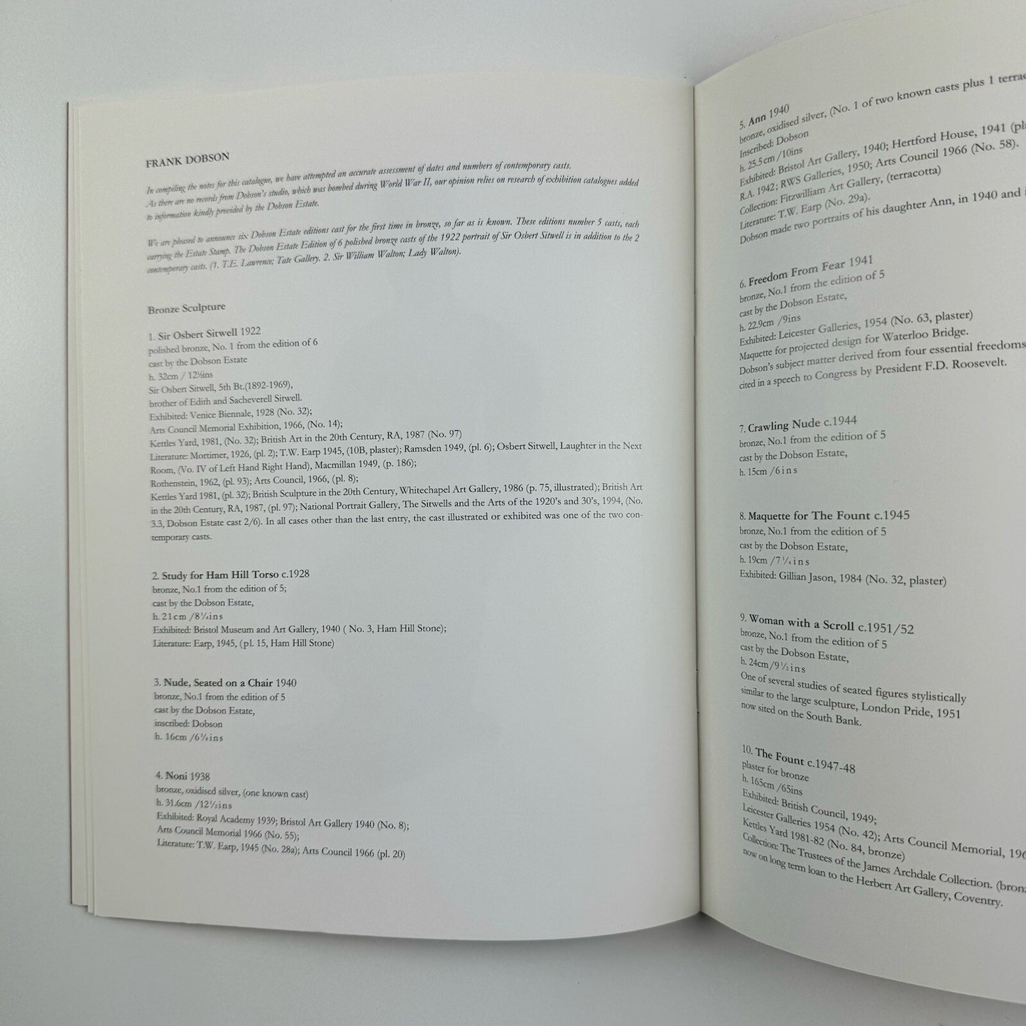 Frank Dobson – Sculpture & Drawings | Jason & Rhodes 1994 catalogue