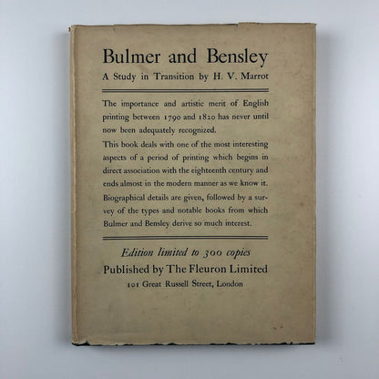 William Bulmer Thomas Bensley. A Study in Transition by H.V. Marrot | The Fleuron, 1930