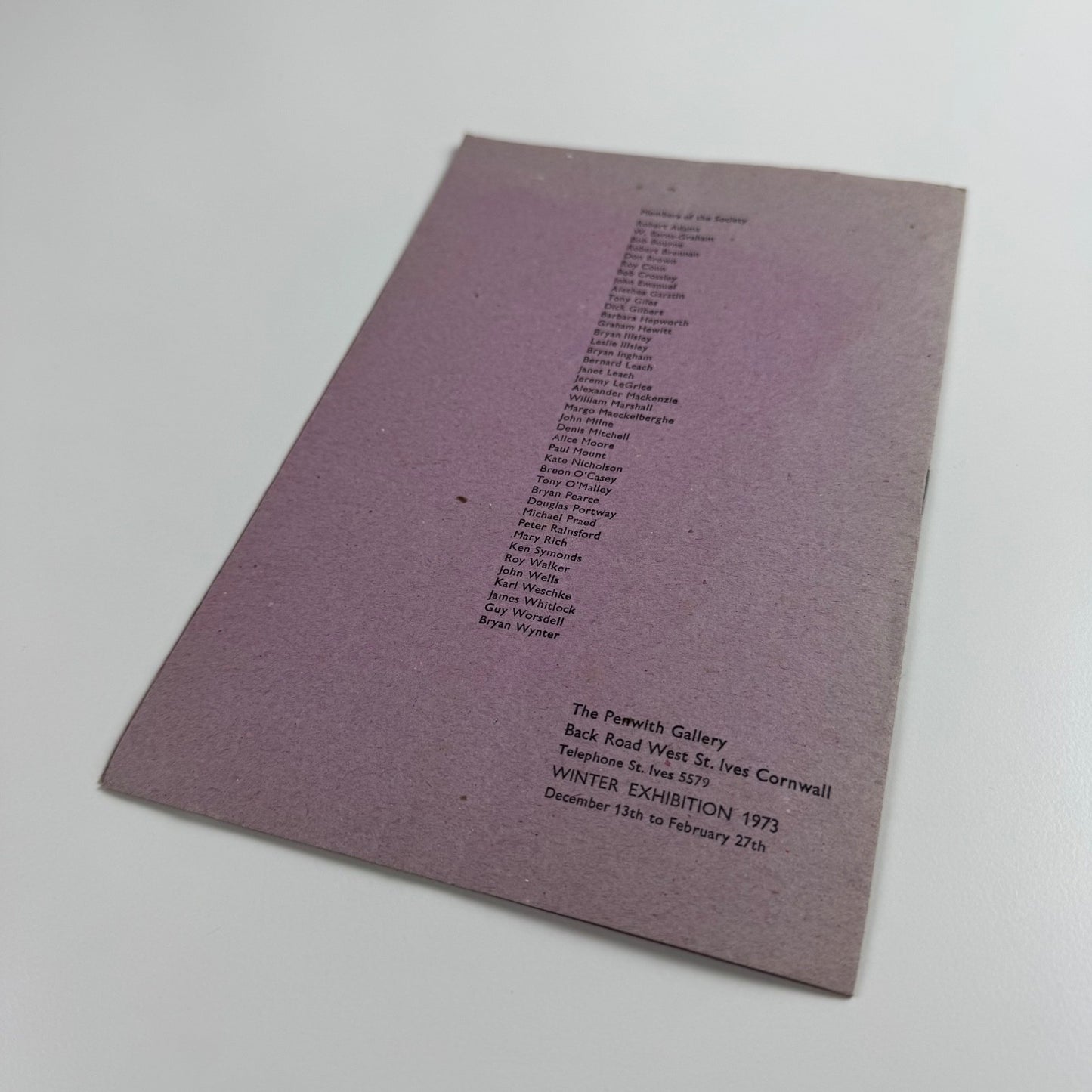 Catalogue Penwith Society Gallery Winter exhibtion 1973/74