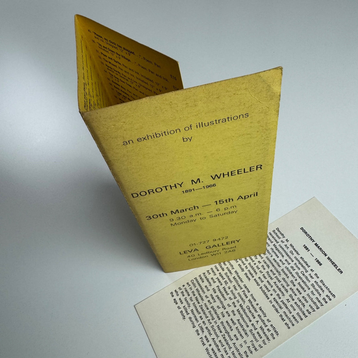 An exhibition of illustrations by Dorothy M. Wheeler 1891-1966 | Leva Gallery, presumably 1966