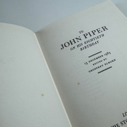 John Piper on his 80th birthday The Stourton Press 1983 limited edition of 900