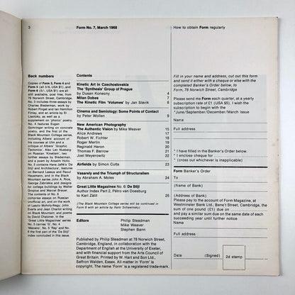 Form magazine – issues 1 to 7 | Philip Steadman Stephen Bann Sep 1966 - Mar 1968