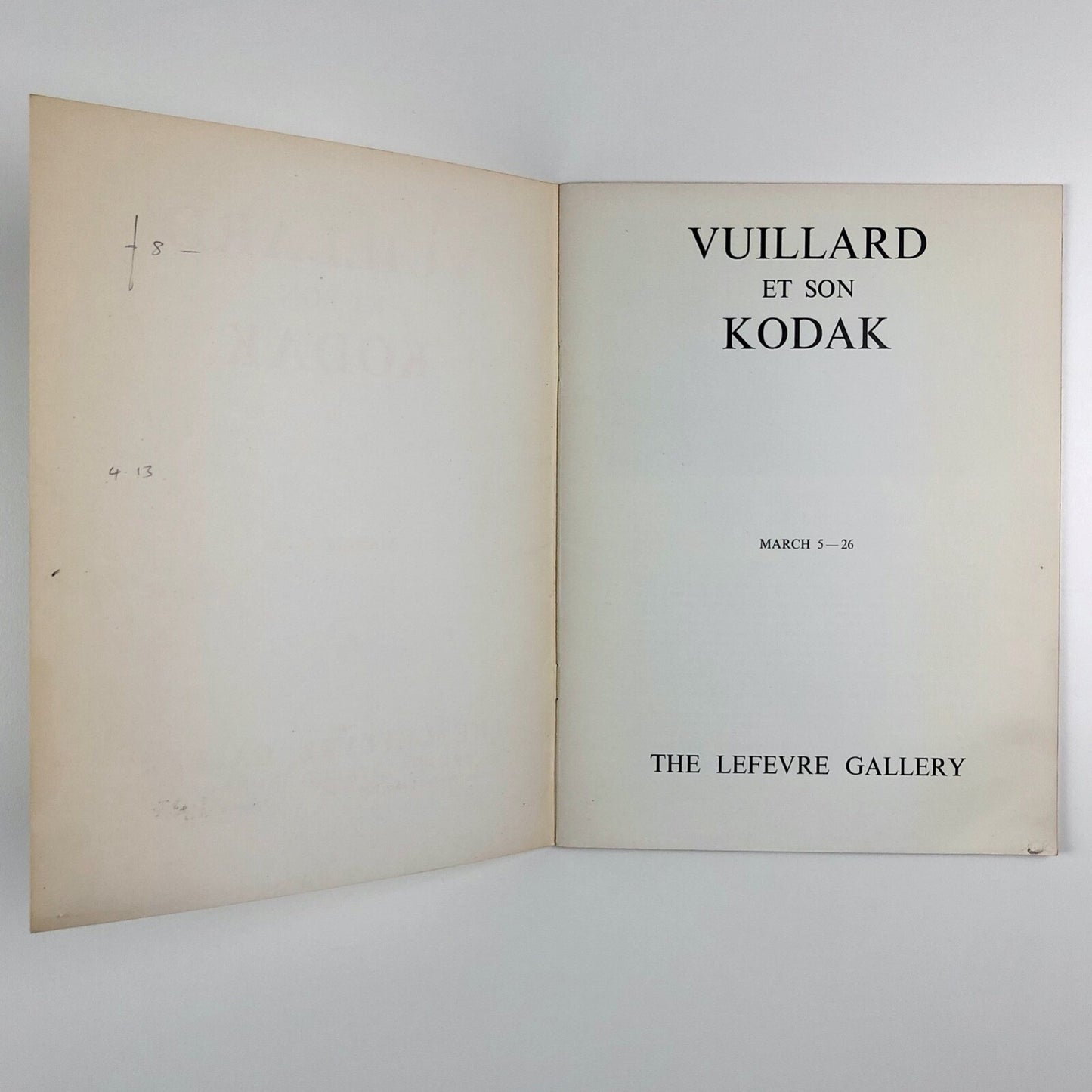 Vuillard et son Kodak | Lefevre Gallery, London | Exhibition catalogue, 1964
