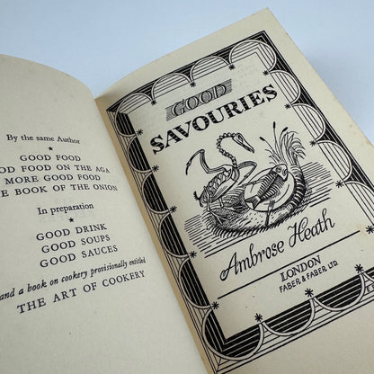 Ambrose Heath Good Savouries | Faber & Faber, 1937 reprint. Edward Bawden illustrations
