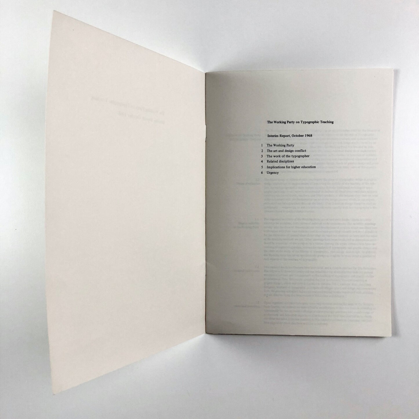 The Working Party on Typographic Teaching. Interim Report, October 1968