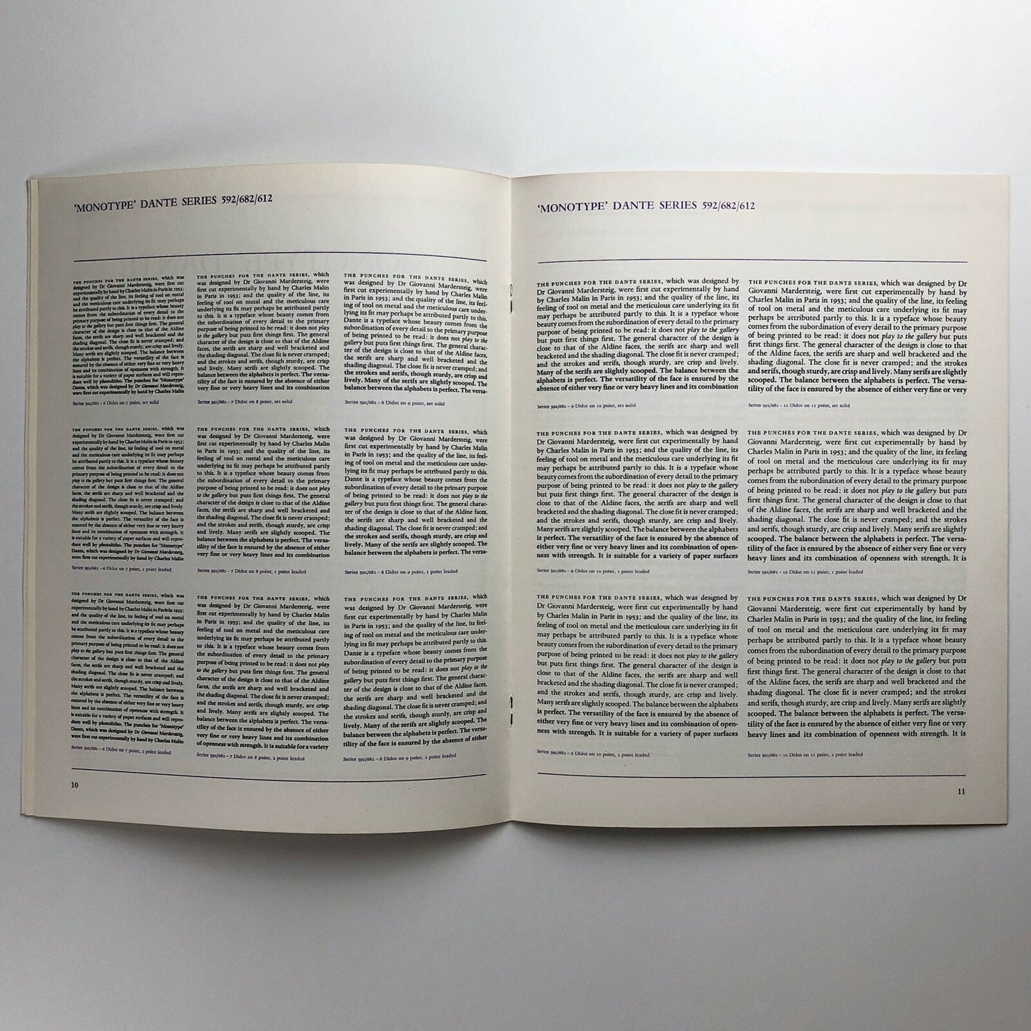 Monotype Newsletter 88 + 'Dante' type specimens Robert Barbor | February 1971