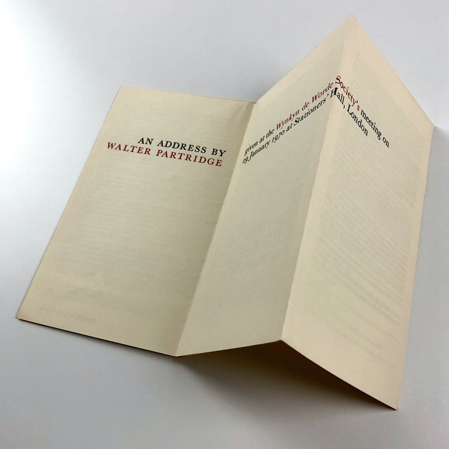 The Eye of the Beholder by Walter Partridge Wynkyne de Worde 1970 | Folded leaflet