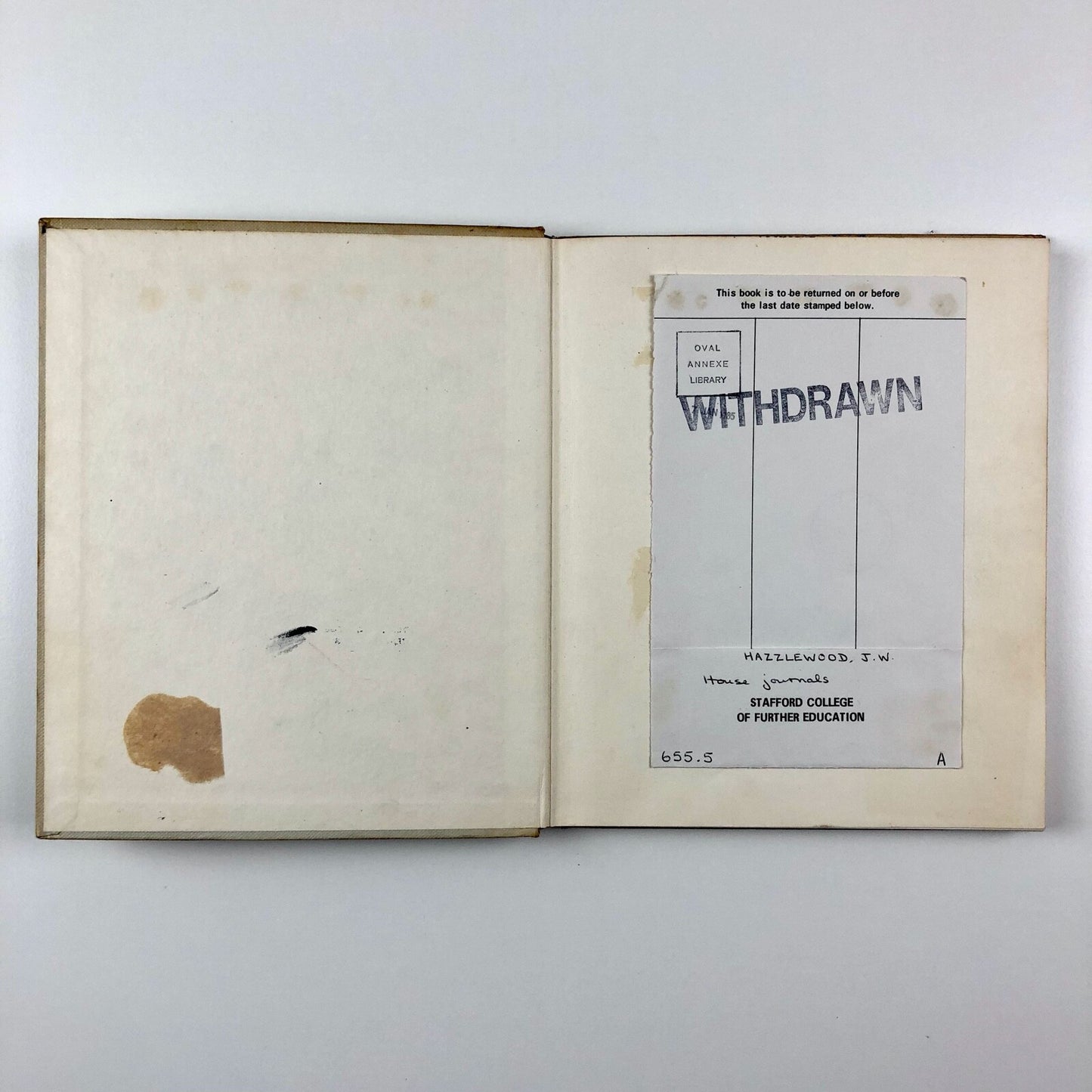 House Journals by John W. Hazzlewood | Vista Books 'Facts Of Print' series, 1963