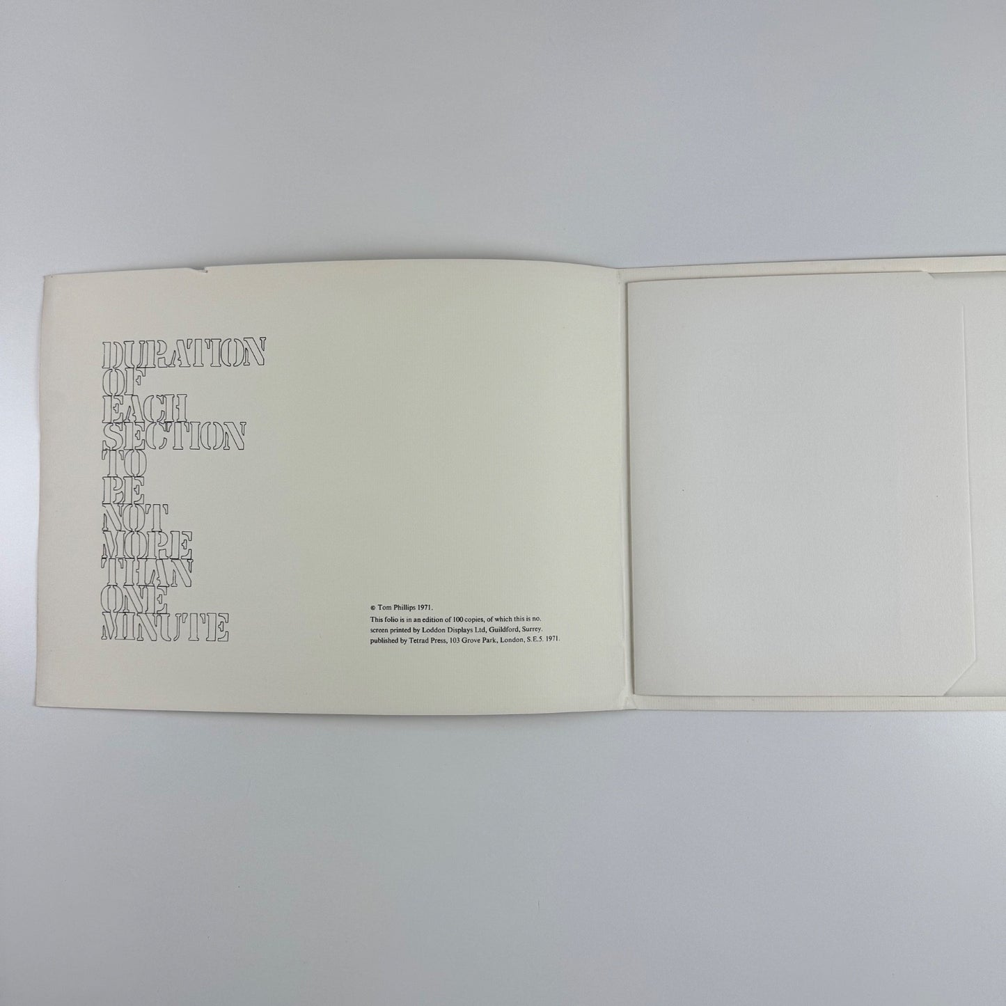 Seven Miniatures OP.XIV. by Tom Phillips folio Tetrad Press 1970 limited edition