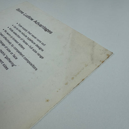 Two leaflets for Ludlow Typograph Company, Chicago Ludlow machinery
