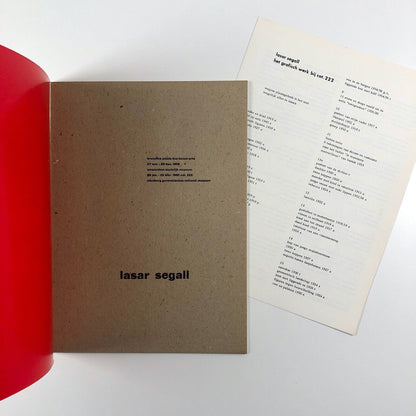Lasar Segall | Stedelijk Museum exhibition catalogue 1959/60