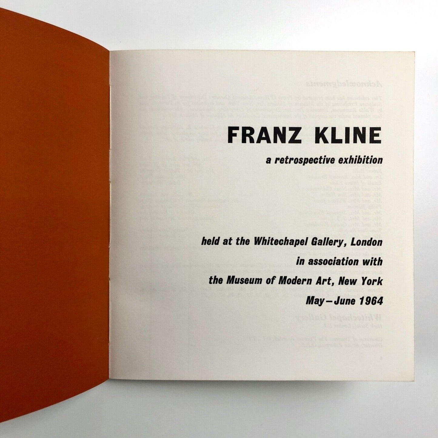 Franz Kline. A retrospective exhibition | Whitechapel Gallery, MOMA, New York. 1964