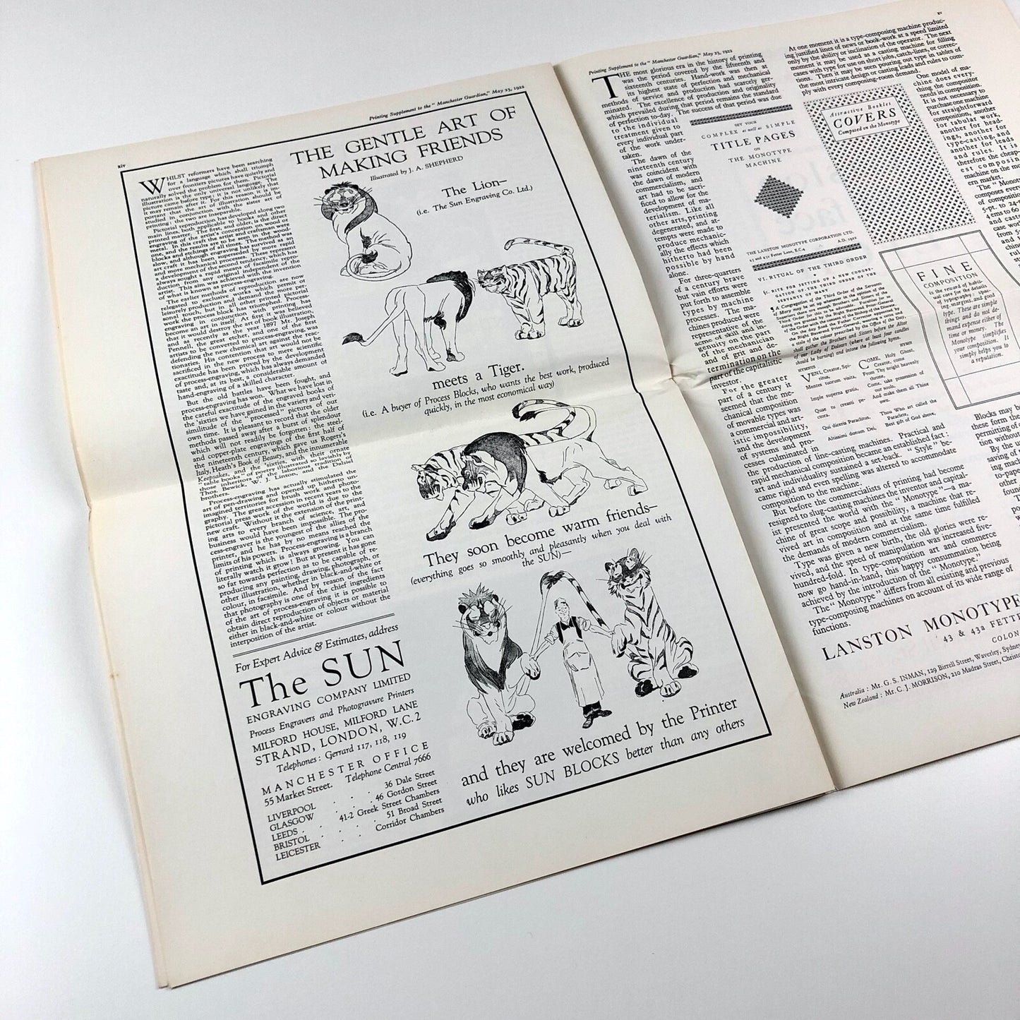 Printing Supplement – reproduction from 1922 Manchester Guardian, 1967 ATypI