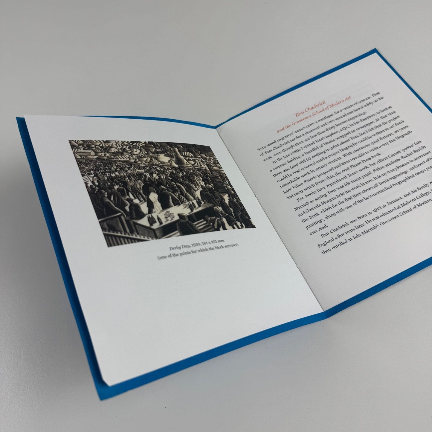 Prospectus Tom Chadwick & the Grosvenor School of Modern Art | Fleece Press 2012