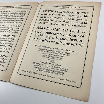 Linotype Caslon Old Face Series specimen booklet | Linotype & Machinery, 1930