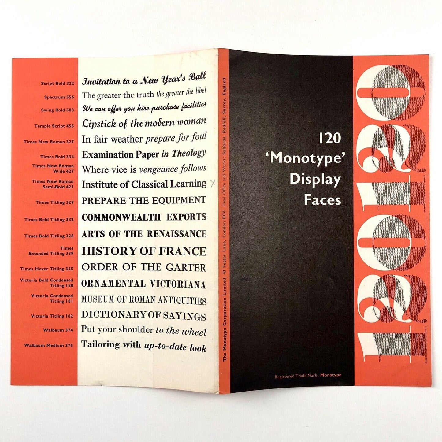 120 Monotype Display Faces | Type specimen booklet, undated