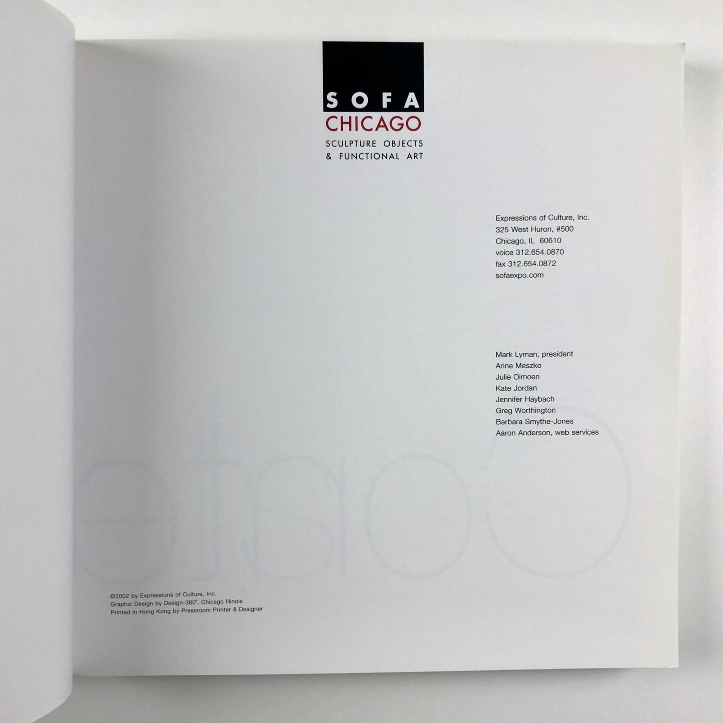SOFA Chicago 2002 | Sculpture Objects and Functional Art | Expressions of Culture Inc, 2002 catalogue