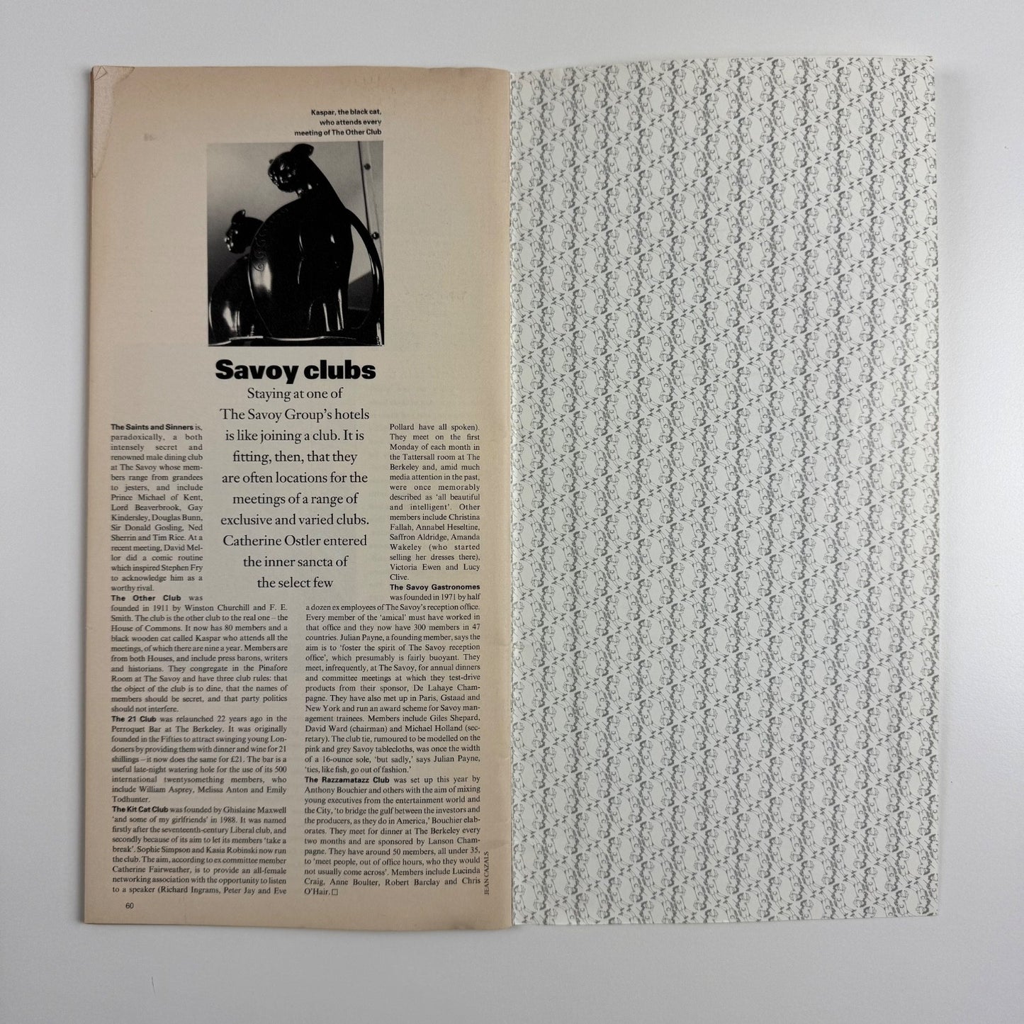 Leaflet Tatler’s thousand most socially significant people in 1992 Savoy Group