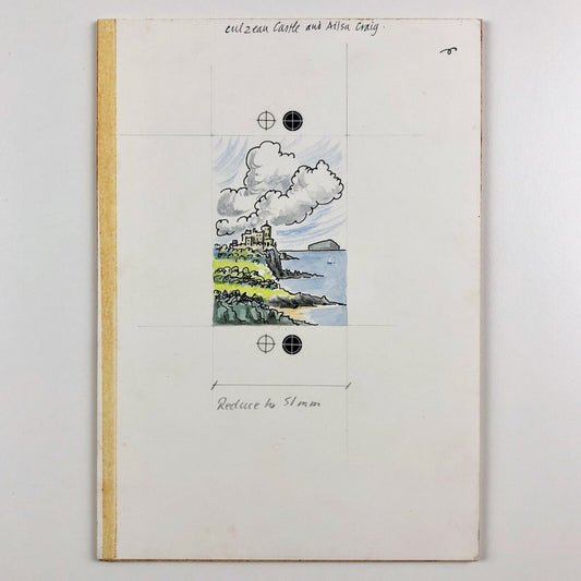 Artwork for Royal Mail – Culzean Castle and Ailsa Craig | Design by Ruari McLean Associates | Produced in 1976