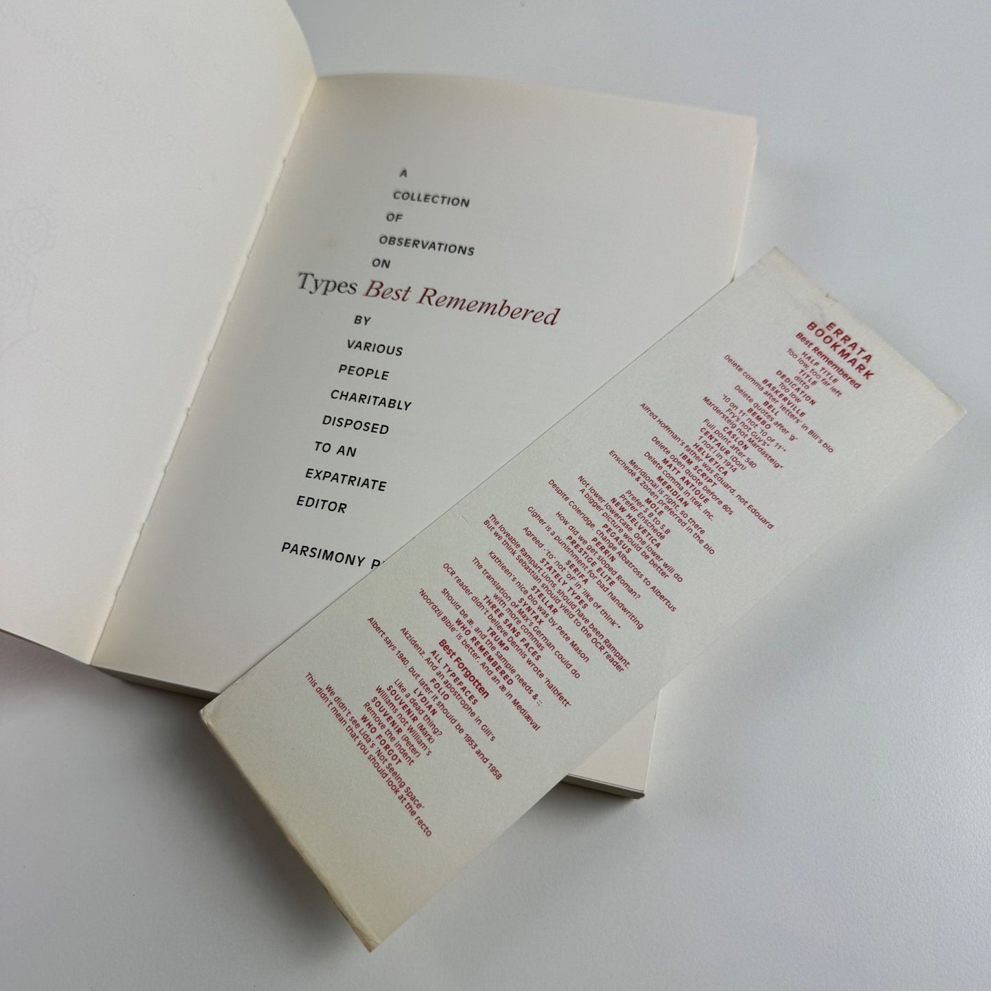 Types Best Remembered edited by Robert Norton | Parsimony Press, 1993