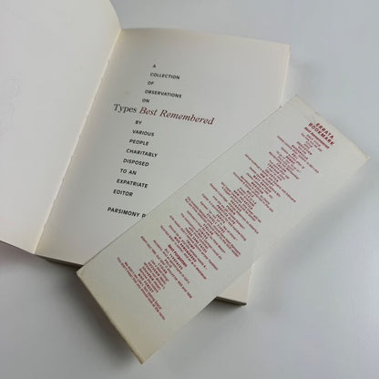 Types Best Remembered edited by Robert Norton | Parsimony Press, 1993