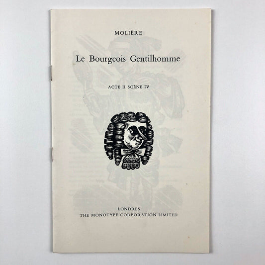 Le Bourgeois Gentilhomme Acte II Scene IV – Molière | Monotype specimen leaflet | Undated
