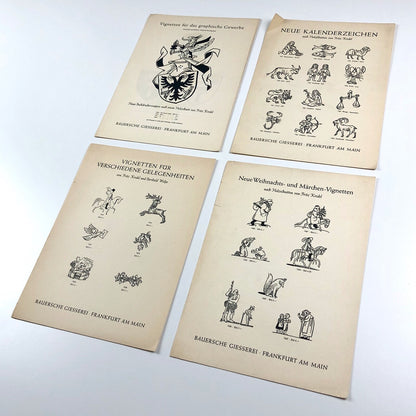 Vignetten für graphische Gewerbe | Bauersche Giesserei | Berthold Wolpe, Fritz Krede | Folder with four inserts