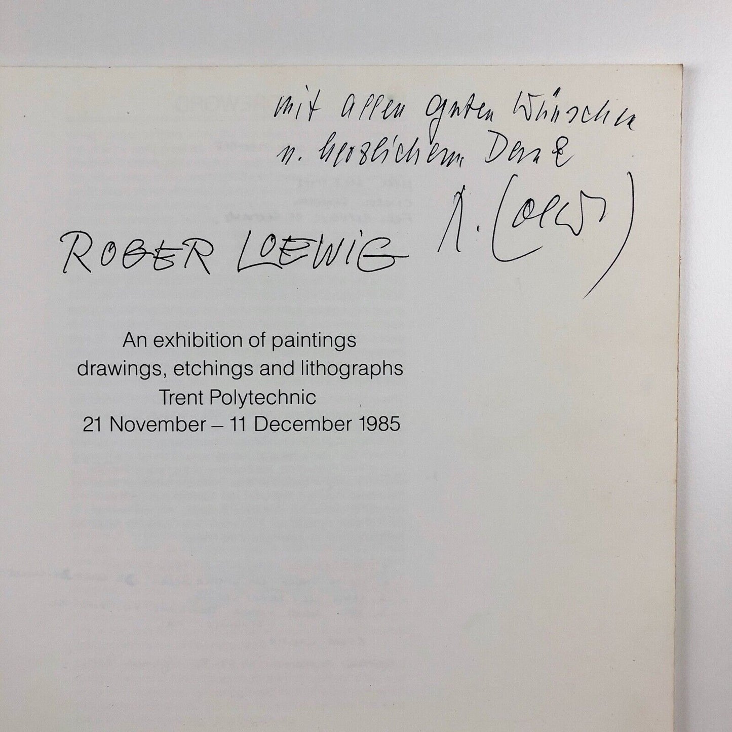 Roger Loweig paintings drawings etchings lithographs Trent Polytechnic 1985