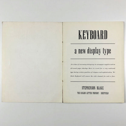 Type specimen booklet for Keyboard: a New Display Type | Stephenson Blake, undated