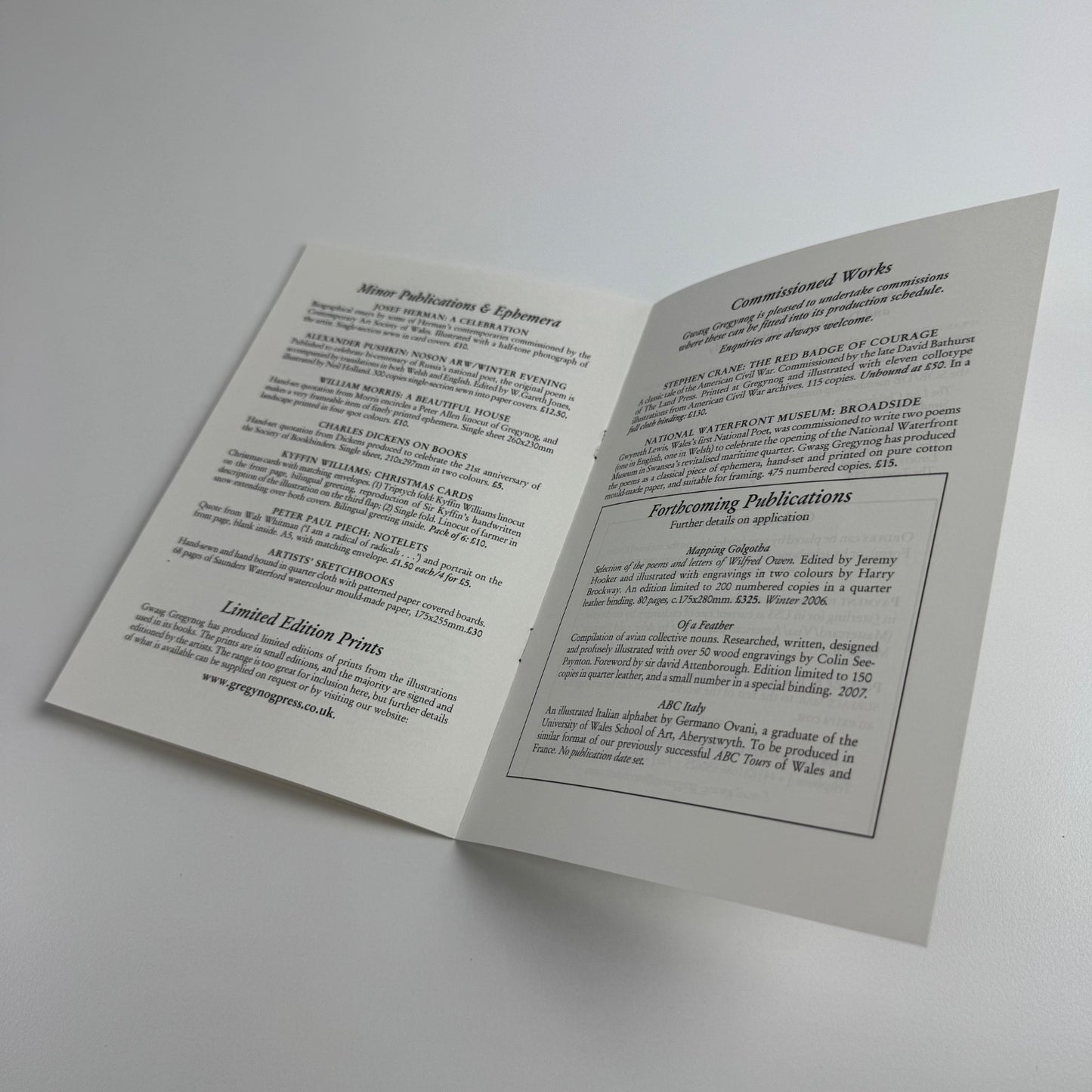 Leaflet Gwasg Gregynog | Books in Print at 1 September 2006