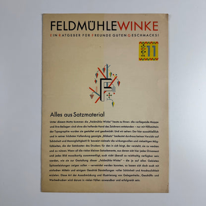 Brochure for German paper-maker. Feldmühlewinke No. 11 1930s