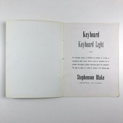 Keyboard and Keyboard Light | Stephenson Blake type specimen booklet