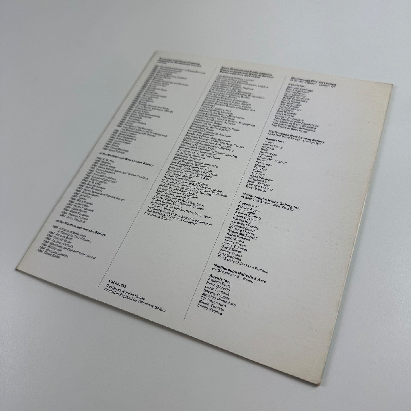 Lawrence Gowing | Marlborough Fine Art Jan 1965 cat. 152 design Gordon House