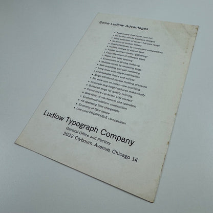 Two leaflets for Ludlow Typograph Company, Chicago Ludlow machinery