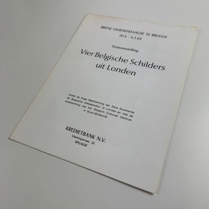 Leaflet Vier Belgische Schilders uit Londen (Four Belgian Painters from London) | Marcelle van Caillie, Maurice Jadot, E.L.T. Mesens, Willi Rondas | Britse Veertiendaagse te Brugge 1968
