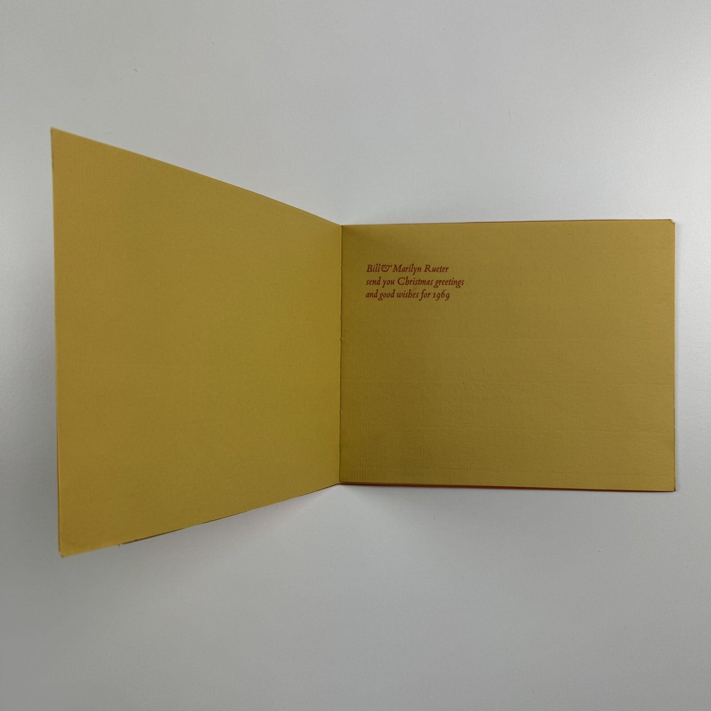 Bill (William) and Marilyn Rueter, Aliquando Press | Christmas card, 1969
