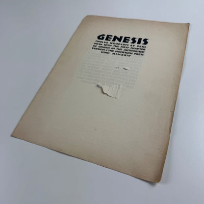 Single title sheet for Paul Nash Genesis, Nonesuch Press, 1924 Rudolf Koch type