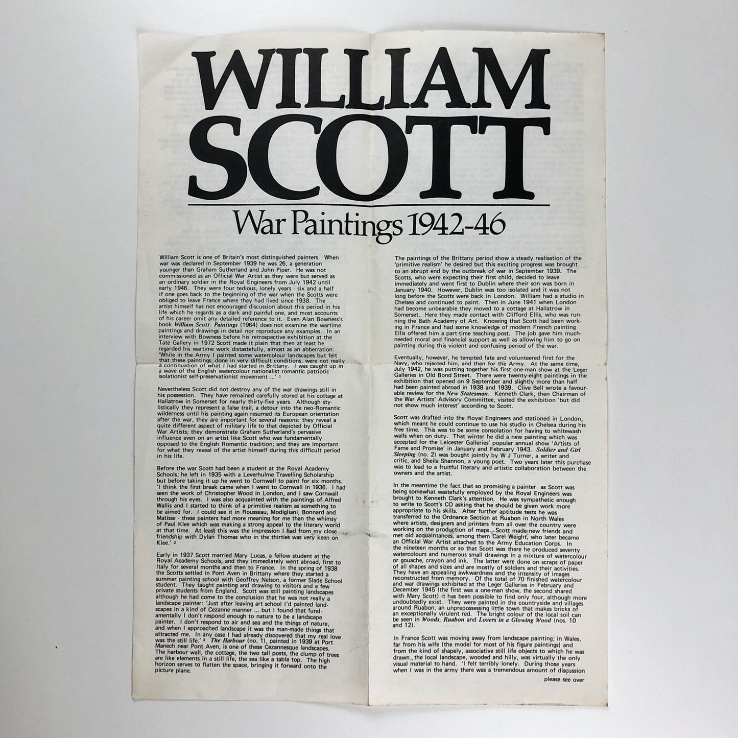 William Scott – War Paintings 1942-46 | Fold-out guide | Imperial War Museum, 1981