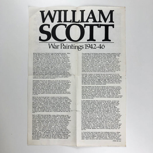William Scott – War Paintings 1942-46 | Fold-out guide | Imperial War Museum, 1981