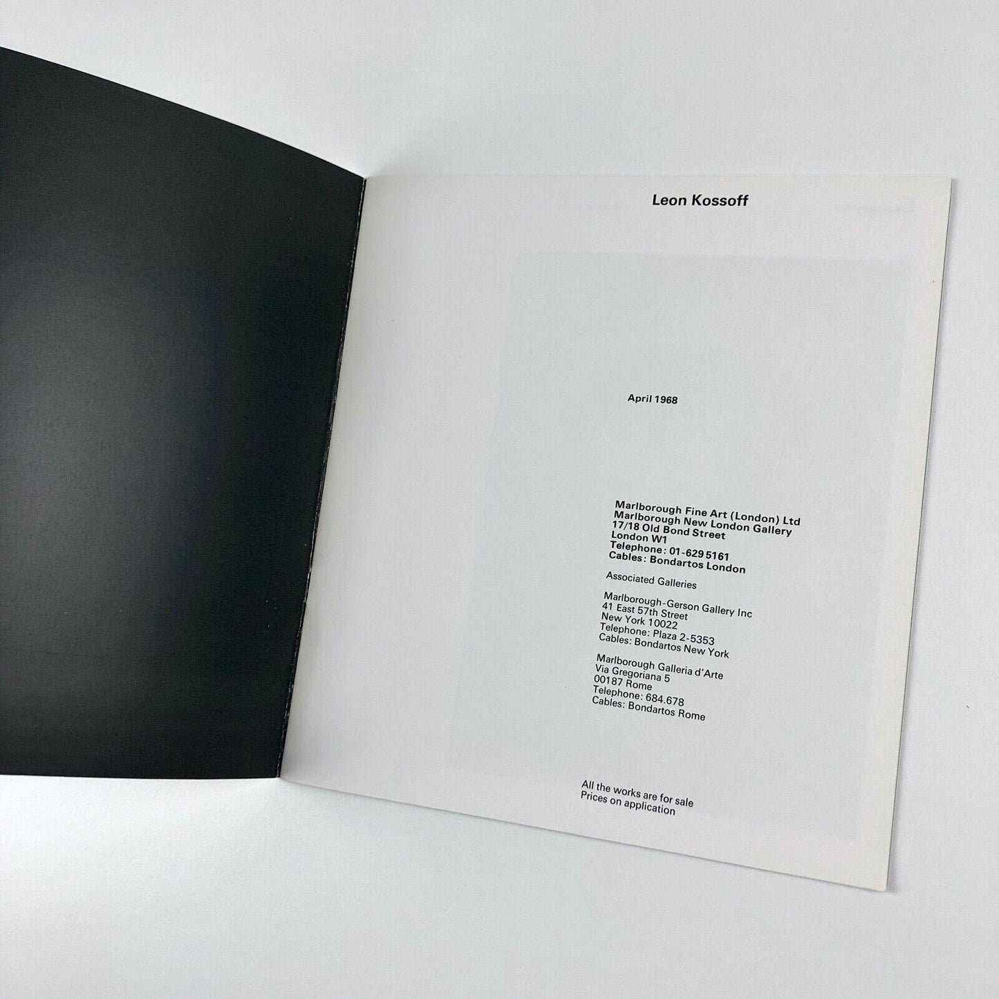 Leon Kossoff, Marlborough Fine Art London | April 1968 | Typography by Gordon House