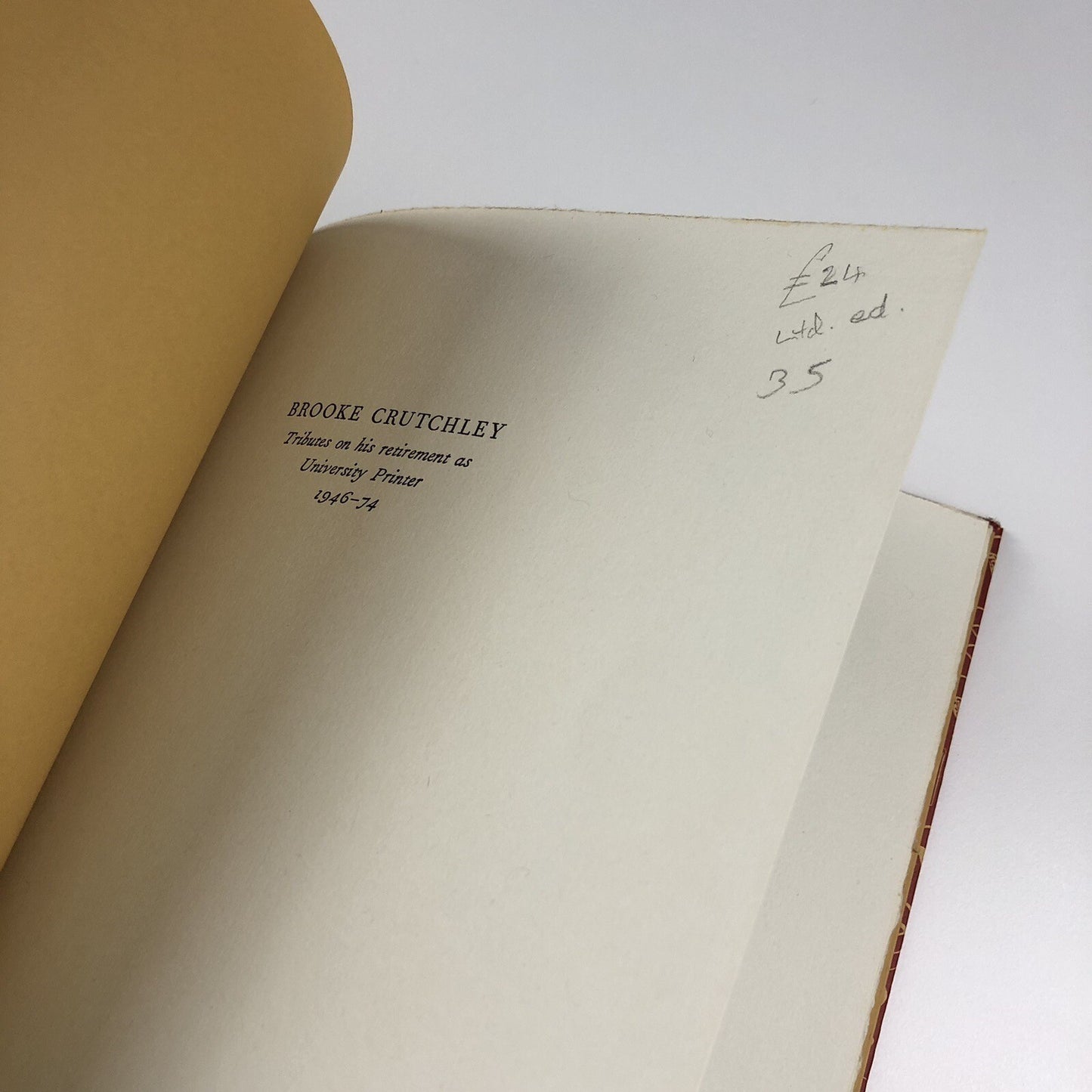 Tributes to Brooke Crutchley on his retirement as University Printer 1946-74 | Cambridge University Printing House, 1975