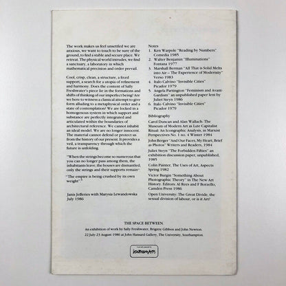 The Space Between – exhibition leaflet | John Hansard Gallery Southampton, 1986