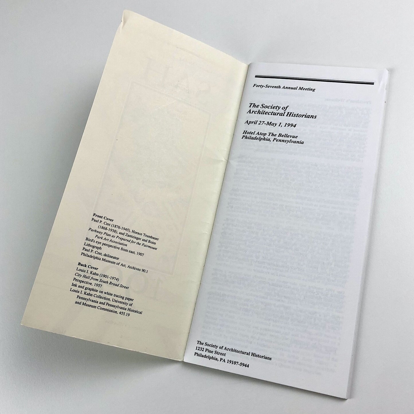 SAH – Society of Architectural Historians | 47th Annual Meeting leaflet, 1994