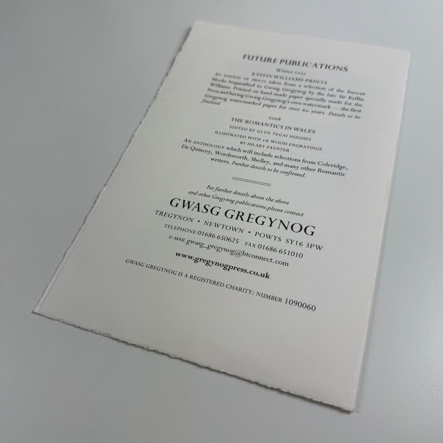 Prospectus for Kyffin A Celebration. Edited by Derek Llwyd Morgan | Gwasg Gregynog