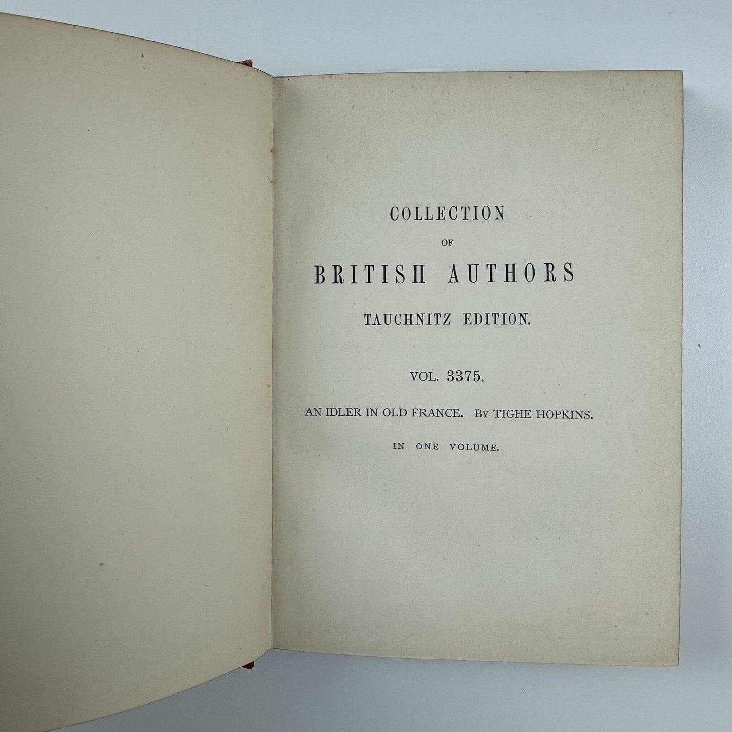 An Idler in Old France – Collection of British Authors, by Tighe Hopkins | Bernhard Tauchnitz, 1899