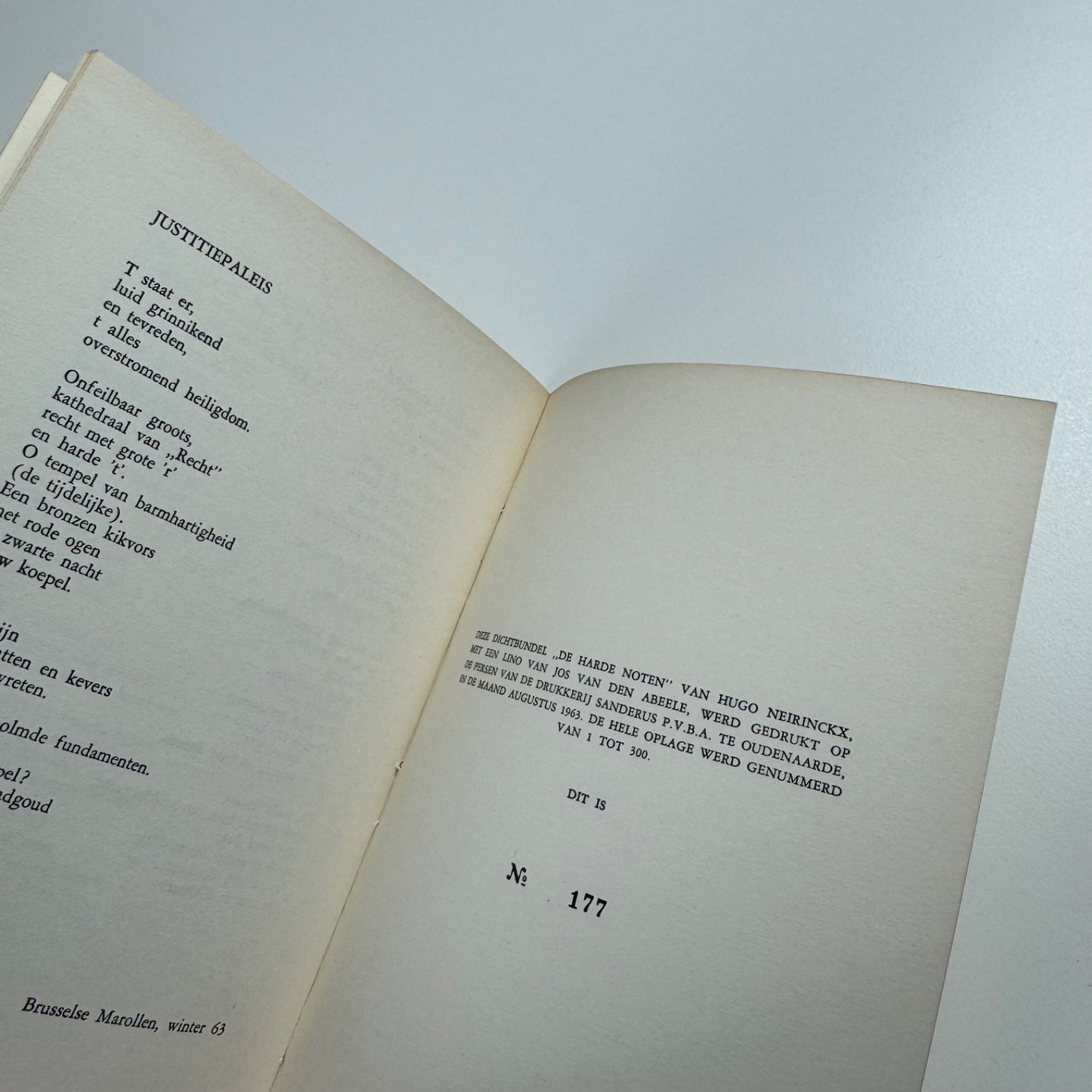 De Harde Noten by Hugo Neirinckx Limited edition 177/300 signed by the author to E.L.T. Mesens
