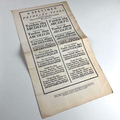 Keepsake presented to the Friends of The Composing Room, Inc.  A Specimen of Printing Types Benjamin Franklin Bache's Printing Office